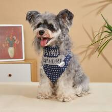 1pc Pet Accessory, Cute Bone & Star Pattern Pet Birthday Triangle Bandana - Multicolor - View 3