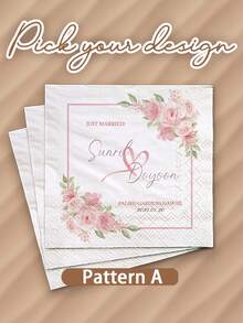 20-500 pièces Serviettes de mariage personnalisées, serviettes de cocktail en papier personnalisées avec motifs floraux, serviettes jetables blanches à 3 épaisseurs pour bar, enterrement de vie de jeune fille, fiançailles, anniversaire, mariage, baptême, inoffensives à utiliser et toucher, idéales pour les décorations de fête et la décoration de mariage, serviettes de fête personnalisées, Poetcore, Amour éternel, BridalCore - Blanc - Voir 4
