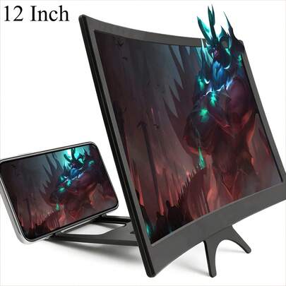 [3D Phone Amplifier] 12 Inch Foldable Phone Stand | 3D Screen Extender For Movies, Videos, And Games With Screen Enhancement Compatible With IPhone, Android Phone, Gift For Birthday, Family, Friends For Movies, Videos And Gaming Screen Magnifier