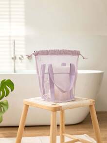 轻便网眼淋浴手提袋，带拉链提手，便携式悬挂式马桶浴室收纳袋，速干技术，便携式洗漱包，是健身和旅行的理想洗漱包，旅行洗漱包，洗漱袋，淋浴袋，防水袋，大容量，女士旅行必备收纳袋，旅行必备包袋，度假必备 - 彩色 - 查看 5