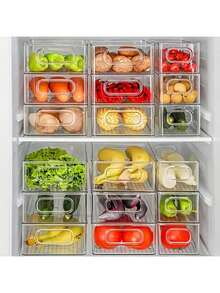 2pcs/1pc Fruit & Food Storage Containers, Refrigerator Organizer Boxes, Food Preservation Boxes, Fridge, Cabinet, Utility Room File Storage Boxes, Airtight Seal Transparent Carry Boxes For Eggs, Fruits, Vegetables, Frozen Items