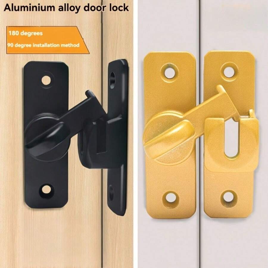 Non-Perforated Door Buckle, 90 Degree Sliding Door Lock, Latch, Barn Sliding Door Deadbolt, Buckle Buckle, Toilet Lock, Toilet Door Lock - Multicolor - View 1