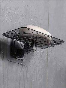 1pc Transparent Drainable Soap Holder, Punch-Free Soapbox With Traceless Adhesive Wall Mount, Suitable For Bathroom & Kitchen Home Bathroom Decor Summer