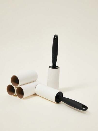 PETSIN 1/12 peças Rolo removedor de fiapos doméstico, escova pegajosa reutilizável para roupas, móveis e pelos de animais de estimação, vem com cabo de cor aleatória