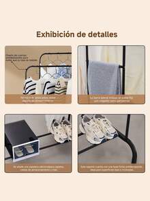 Perchero rack organizador doble para ropa armario closet multifunción hogar almacenamiento prendas soporte metálico resistente mueble dormitorio práctico organizador vestidor - Negro - Ver 6
