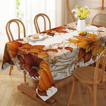 Față de masă cu flori și frunze de toamnă, 1 buc. Față de masă cu dovleac și recoltă, stil rustic și atmosferă de fermă, decor de masă de Ziua Recunoștinței, potrivită pentru petreceri tematice, picnicuri, decorarea casei de sărbători, utilizare în interior și exterior