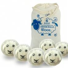1 Pack Of 6 Laundry Wool Dryer Balls - Natural Fabric Softener, Reusable, Reduces Clothing Wrinkles And Saves Drying Time, Better Alternative To Plastic Balls And Liquid Softener