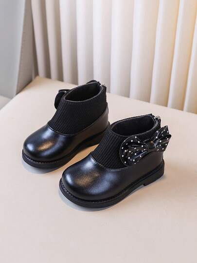 1 Pair Baby Girl Ankle Boots, New Autumn Style, Cute Bow Decor Infant Booties