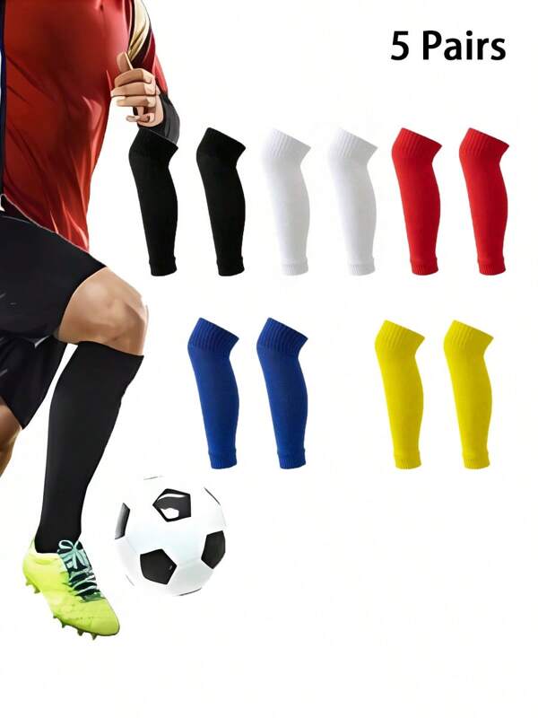 5 Paar hochwertige elastische Wadensocken, bequeme & strapazierfähige Sportsocken für Herren & Damen, geeignet für Outdoor-Sport, Wettkämpfe, Training, Fußball-Zubehör