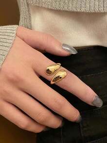 Adjustable Open Street Hip-Hop Style Rings, Suitable For Daily Wear - Single Ring Gold - View 3