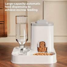 Dispensador automático de agua para gatos y perros con recipiente de comida integrado - Capacidad de 1-10L, sin necesidad de baterías, diseño blanco moderno para una limpieza y hidratación fáciles - Solución de hidratación duradera para mascotas, comedero automático para mascotas, accesorio elegante para mascotas, construcción resistente
