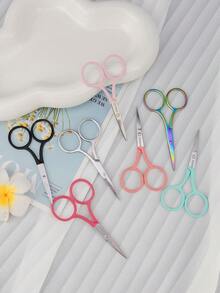 1pc Stainless Steel Beauty Scissors, Household Eyebrow Trimmer, Small Scissors For Makeup And Grooming - Multicolor - View 1