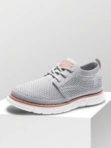 Boys' Lightweight Mesh Sneakers Fashion Lace-Up Casual/Business Oxford Comfortable School Shoe For Kids - Grey - View 2