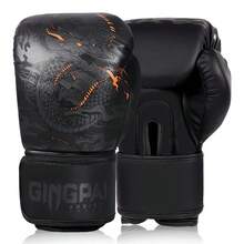 GINGPAI 10盎司/12盎司/14盎司成人拳击手套，专业泰拳/踢拳手套，中国龙纹图案，加厚衬垫，男女通用，适合训练和实战 - 彩色 - 查看 3