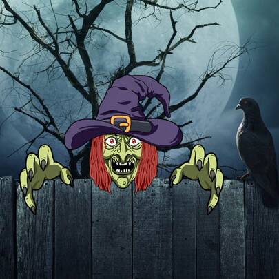 1 pièce Piquet décoratif de clôture de jardin effrayant espionnant à Halloween, accessoire pour créer une atmosphère lugubre pour la décoration de clôture de jardin