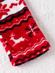 2 pezzi Set di top a maniche lunghe con girocollo e pantaloni con stampa di fiocchi di neve e renne, per bambini di 3-7 anni, adatto per vacanze, casual, studenti