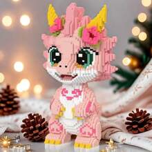 1pc Cute Dragon Building Blocks Set, DIY 3D Assembly Pressure Relief Educational Toy Model Decor, Perfect Gift For Dragon Series Fans, Room Decor