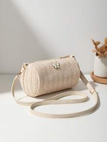 Túi đeo chéo đi biển dệt rơm tối giản cho nữ, dây đeo có thể điều chỉnh để đeo vai, đeo chéo, ngoài trời, du lịch, trường học, sử dụng trong kỳ nghỉ, quà tặng cá nhân cho phụ nữ, ví đựng tiền xu, túi đựng mỹ phẩm - Nhiều màu - Xem 6