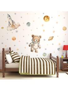 Space Height Chart Wall Decals - Interactive Planet Measuring Sticker With Rocket & Stars, Removable Nursery Height Decor For Kids 50-150cm Growth Tracker,Space Nursery Decor & Kids Room, Space Rocket Stickers, Planet Measuring Decals, Kids Growth Chart Wall , Educational Space Decor