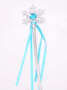 1 pieza Varita mágica de hada con copo de nieve y cinta, varita mágica de princesa, accesorio decorativo para el cabello para Halloween