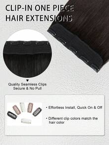 100% Brazilian Human Hair Weave 5 Clip-In Extensions, Seamless, Natural Straight Hair, Perfect For Long Hair Lengthening, Hair Lengthening|Straight Hair Texture|Natural Hair Look, Hair Weaving - S1 - View 5