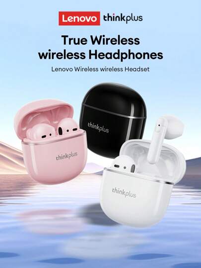Lenovo Auriculares inalámbricos Bluetooth Lenovo LP42, diseño de media oreja, calidad de audio Hi-Fi sin pérdidas de 5.4, larga duración de la batería, llamadas de alta definición con micrófono, adecuados para escuchar música, deportes, juegos, cancelación de ruido pasiva, compatible con smartphones y tabletas