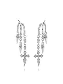 Ewell Luxus eleganter 925 Sterling Silber Schmuck vergoldeter Zirkonia kreuzförmiger geometrischer Tropfen Ohrringe Schmuck für Damen Alltag