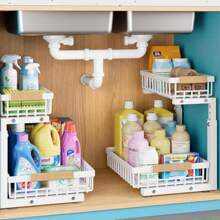 2 Packs 2 Tier Under Sink Organizers And Storage – Upgraded 30 Version, Sliding Pull Out Cabinet Storage Shelf, Metal Drawer For Kitchen, Bathroom, Pantry &Amp; Closet Organization Rack, Rust-Resistant