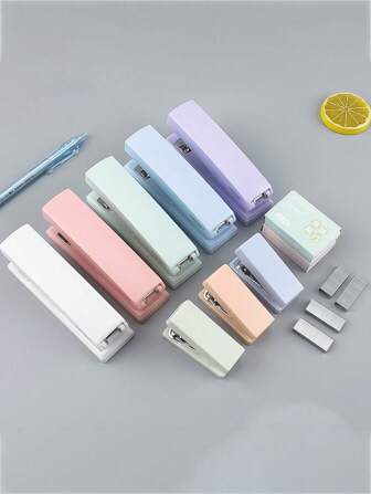 1 Easy Stapler, Suitable For Office And School Use, Macaron Color Stapler, Durable And Effortless, Portable Medium Stapler, Wedding Gift, Graduation Gift, School Opening Gift, School Supplies, Back To School