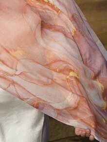 1件装女士波西米亚风渐变金箔印花头巾，柔软防风围巾披肩，春夏百搭街头风配饰 - 熱帶粉紅色 - 查看 5