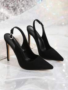 Ladies' Solid Color Sexy Summer High-Heeled Sandals - màu đen - Xem 6