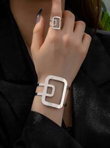 1 Set Fashionable Geometric Bracelet And Ring Set