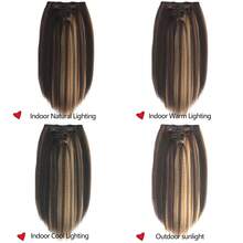 7件/套 女士Yaki直发夹式接发，全头挑染合成发（挑染1B/27） - 摩卡棕 - 查看 10