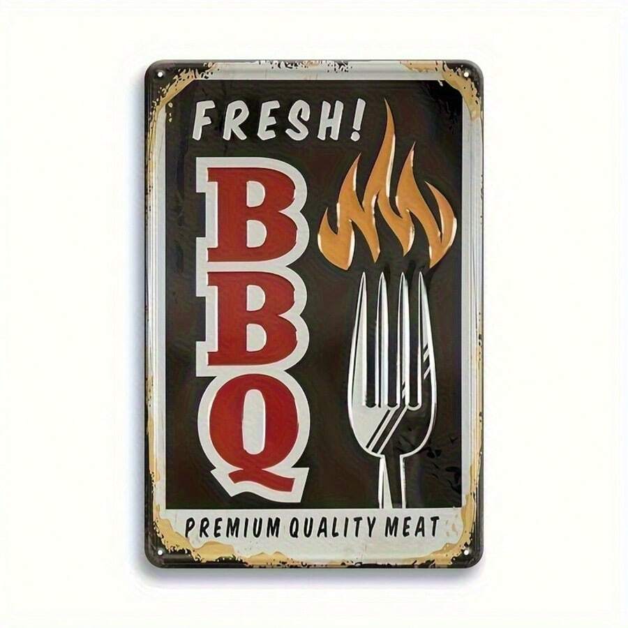 Vintage Metal Sign 8x12 Inches Fresh BBQ Premium Quality Meat Sign With ...
