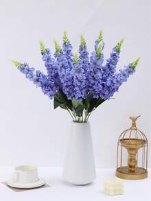 MEHELANY 6支装 - 29.2英寸 - 紫色和蓝色满天星、翠雀、风信子仿真花，质感逼真，适用于婚礼、家居、户外派对花卉装饰、桌面摆设、花园、酒店、酒吧、厨房、壁炉、花瓶装饰，秋季万圣节感恩节圣诞节派对用品，DIY花环装饰，女孩礼物 - 藍紫色 - 查看 5