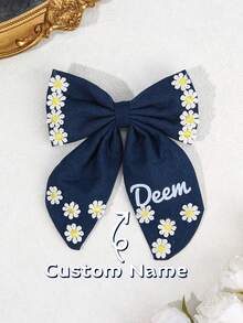 1 件定制名字雏菊发饰，适合女孩，优雅个性化蝴蝶结鳄鱼夹，度假花朵发夹，定制女孩礼物发夹，儿童发饰