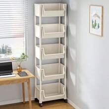 3/4/5 Tier Rolling Storage Cart, Compact & Practical, Space-Saving, 5-Tier Shelving Unit, Modular Detachable Storage Rack, Plastic Rolling Storage Cart, Multi-Purpose For Kitchen & Office, Floor-Standing Wheeled Stand, Easy To Move, Suitable For Kitchen, Garage Or Studio Organization, Rolling Storage Cart - Multicolor - View 2