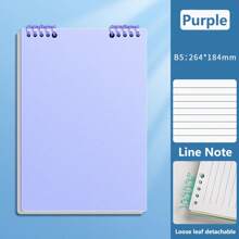 A5/B5/A4 Flip Up Loose-Leaf Notebook,60 Sheets,Detachable Horizontal Line Inner Page Notepad,Waterproof PP Cover,60 Pages,Office And School Supplies - Multicolor - View 34