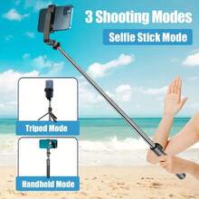 Portable Selfie Stick Tripod With Phone Holder And Wireless Remote, Compatible With Apple And Android Phones, For Photography And Video Recording - Black - View 6