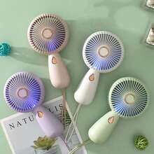 1个迷你水滴形LED灯USB充电便携式颈挂风扇，男女通用，简约设计，适合夏季户外旅行、海滩、运动、办公室、学校、泳池派对、日常使用降温，春夏必备，伴娘礼物，房间、卧室装饰，海滩，旅行，男士，女士，度假 - 彩色 - 查看 9