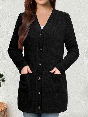 Yukiwi Cárdigan casual de mujer de unicolor con botones delanteros y bolsillos, para uso diario