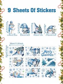 9 Stück Weihnachts-Fensteraufkleber, blaues Schneeflocken-, Schneemann- und Weihnachtsbaum-Muster Fensterfolie-Set, fröhliche Weihnachten statische Aufkleber ohne Klebstoff für Glas, Fenster Dekoration, Weihnachtsdekoration, Weihnachtsschmuck, Heimdekoration