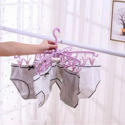 24-Clips Windproof Drying Rack Rotatable Foldable Hanger Sock Dryer Household Multi-Functional Underwear Clothes Drying Rack