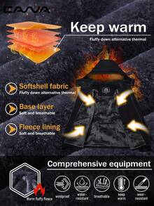 Cavva 男士冬季保暖内衬夹克 防水防风 多口袋滑雪外套 徒步露营登山滑雪 - 黑色 - 查看 7