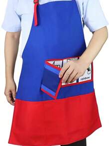 hoojojo 1 Peça Avental Criativo, Azul, Amarelo, Tamanho, Avental com Bolso, Avental de Drama, Livro de Imagens de Histórias, Adereços de Narração de Histórias, Adereços de Jogos Interativos, Família, Sala de Aula, Festa, Materiais Didáticos, Volta às Aulas