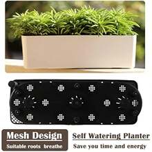 2 Pack Rectangular Planter 15.6 X 5.4 In Self Watering Window Sill Planters Indoor Rectangle Planter Self Watering Plastic Plant Pots With Drainage Holes White Flower Pot - 1 - Xem 4