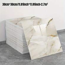 30pcs Gorgeous Marble Gilt Sticky Wallpaper, Glossy Imitation Ceramic Tile Wall Stickers, Self-Adhesive Wall Paper, Wall Decoration Wall Paper, 3d Texture, Bathroom Bathroom Kitchen Wall Background Wall, Home Decor, Room Decor - Multicolor - View 18