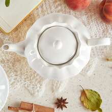 MBB 1 zestaw nowego czajniczka z porcelany kostnej ze zdejmowaną pokrywką i dużym uchwytem, elegancki styl, duży czajniczek do herbaty sypanej, 37 uncji (1100 ml) ceramiczny czajniczek idealny do herbaty popołudniowej, do herbaty sypanej lub w torebkach, idealny prezent urodzinowy na parapetówkę dla kobiet