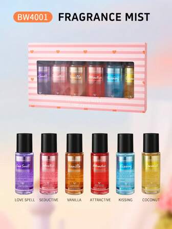6 bouteilles de 75ml par set de spray parfumé, set d'assainisseur d'air, convenant à toute scène. Parfum pour femmes, senteur de niche longue durée. 3 sets au choix. Parfum floral frais, luxe haut de gamme, grande capacité, senteur haut de gamme, vous emmenant profiter d'un festin olfactif. Coffret cadeau raffiné, un produit de haute qualité est votre meilleur choix pour offrir en cadeau