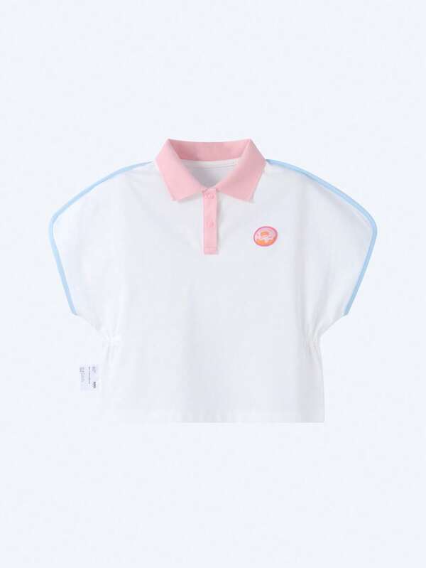 Annil Children's Wear Girls Little Children Short Sleeve Knit Shirt POLO Shirt Summer